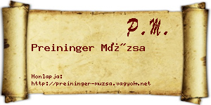 Preininger Múzsa névjegykártya
